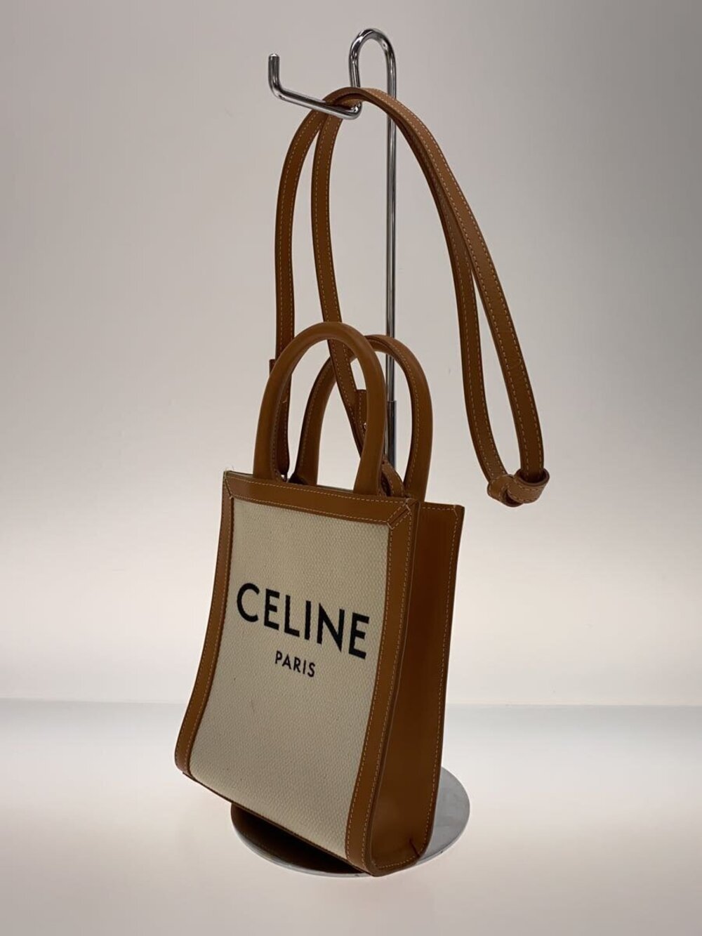 Celine Bag Shoulder Canvas Brown Camel Vertical Cabas Brown Tan